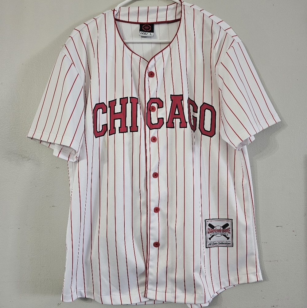 NOIZ Men's Large Chicago White and Red Striped #23 Baseball Jersey
